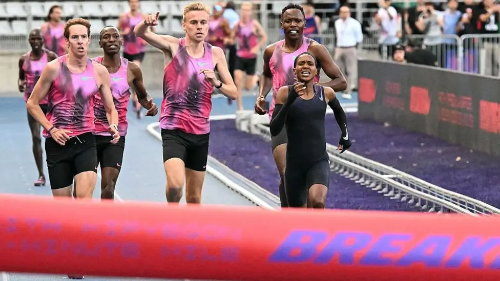 Kipyegon falls short in sub-four-minute mile bid
